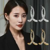 S925 Silver needle Korean version flash diamond stud geometric curved cross fishtail earrings with all fashion accessories
