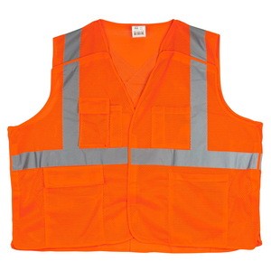 SAFEGEAR 5-pk. Type R Class 2 Safety Vest - Large/XL, Polyester Mesh Orange High Visibility Vest