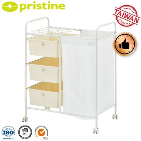 SALE eBay wholesale MIT Taiwan household storage Manufacturer new Laundry Products metal laundry basket cart with drawers