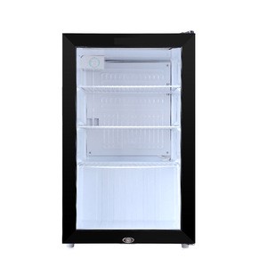 Selling  110 liter Glass door DC12V mini show case compressor refrigerator fridge freezer