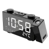 Simple Design Digital Clock With Date And Day Of Week Projection Clock Radio And Usb Charging With Snooze Function
