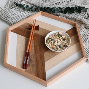 Simple geometric tray baking shooting props Nordic style hexagonal wooden tray storage tray Simple geometric plate