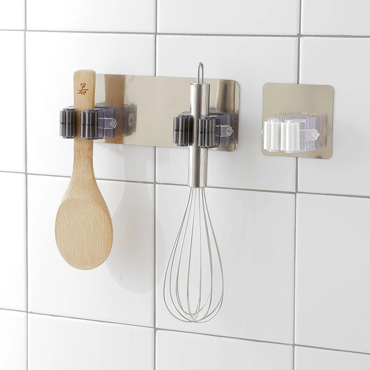 Simple powerful hook bathroom seamless mop hanger creative bathroom portable wall hanging nail-free mop clip tool