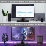 Single Computer Monitor Free-Standing Desk Mount Riser, 32 inch TV Stand with Swivel 360 Rotation Vesa Base Stand