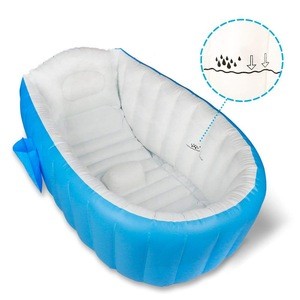 Sky Blue Soft Cushion Central Seat Inflatable Baby Shower Bathtub