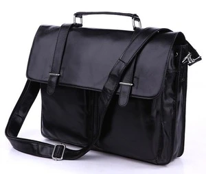 Slim Black Faux Leather Laptop Bag / Manufacturer Of PU Leather Laptop Bag / Laptop Bag For Men