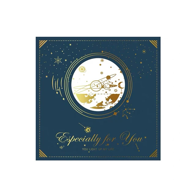 Small size gold crackle foiled invitation card custom paper greeting card
