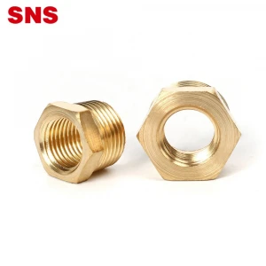 SNS BB Series pneumatic hexagon male to female threaded reducing straight connector adapter brass bushing pipe fitting