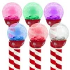 Solar Pathway Lights Christmas Candy Cane Crackle Color-Changing Glass Ball Holiday Landscape Lighting (JL-8521)