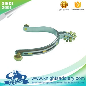 SS Horseshoe Band Decorated and Fixed Brass Button Spurs