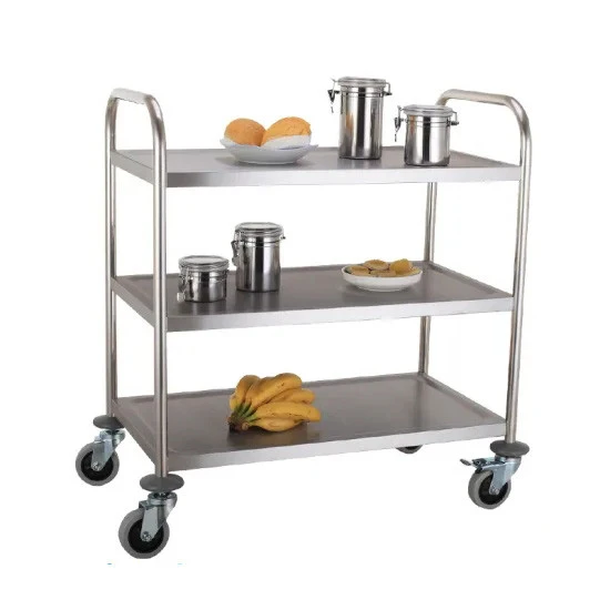 Stainless Steel 3 Layers Hotel Service Cleaning Dinning Cart Torlley