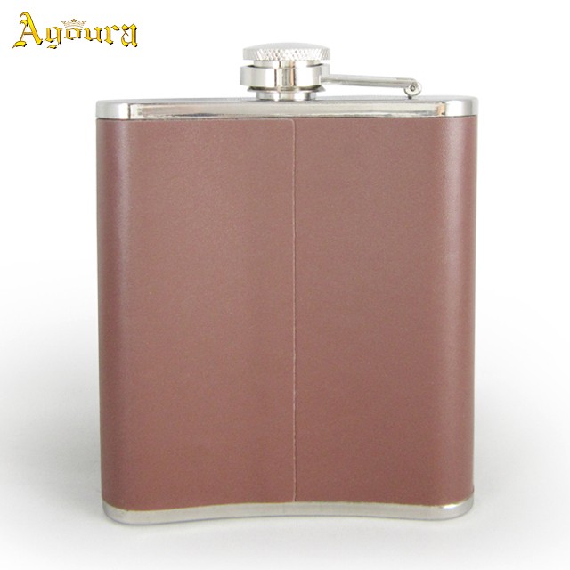 Stainless steel leather hip flask / Whiskey Alcohol Flask / alcohol 7 oz hip flask
