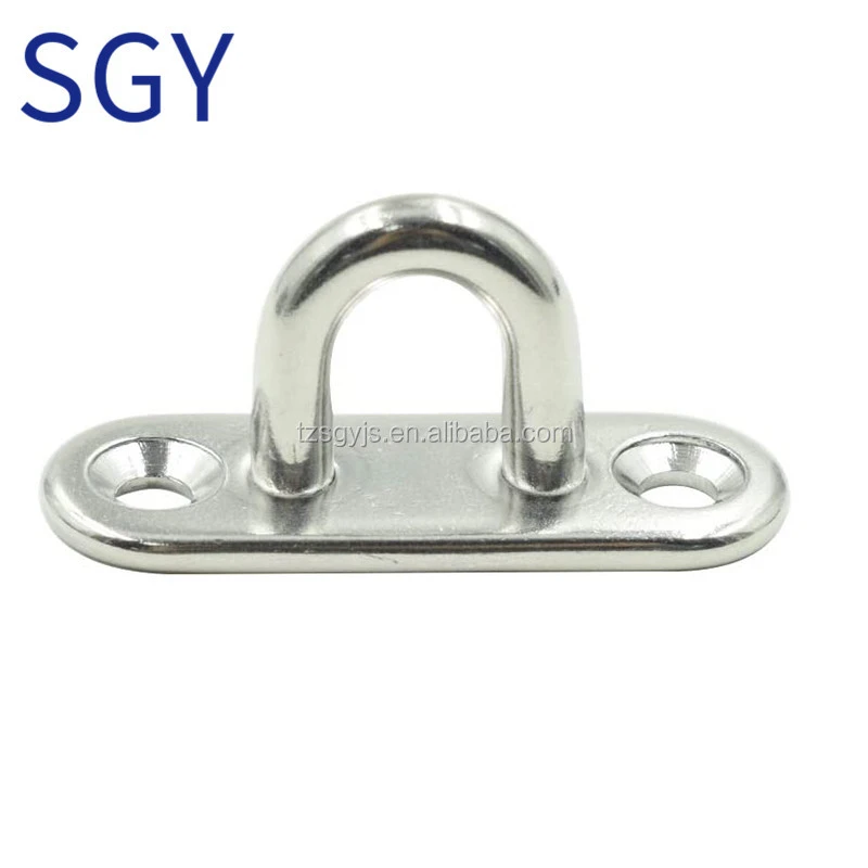 Stainless Steel Oblong Plate Pad Eye Ring Hook Loop U-shaped Boat Accessories Marine Hardware