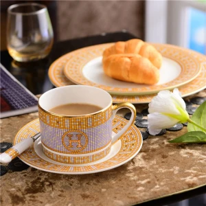 Surprise Price 4 Pieces Nordic Royal Golden Mosaic Kitchen Accessories Ceramic Coffee Tea Sets