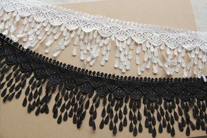 Tassel lace fringe trimming for garments including black and white color