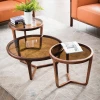 Teal modern walnut round coffee table sofa side minimalist coffee table