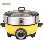 Temperature Adjustable 220V Yellow Mini Travel Electric Hot Pot Cooker