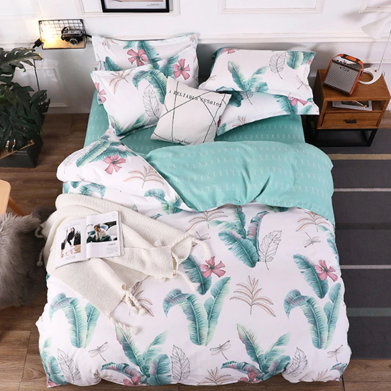 Textile 100% Cotton Brief Pink Floral Girl 4pcs Bedding Set Duvet Cover Sets Pillowcase Bedclothes Queen SizeNew patterns