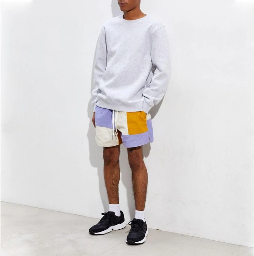 The latest fashion colorblock patchwork men beach shorts