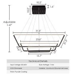 three tiers modern kitchen island square led pendant light
