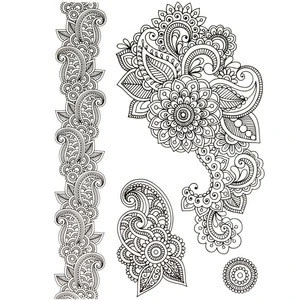 TS001005 Stencils customized logo black lace style henna tattoo sticker
