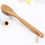 Two-side bamboo body bath brush with massage bead