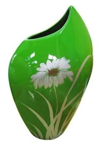 Unique design high quality best selling lacquer green vase from Vietnam pattern hand-painted polished and shiny lacquer vase