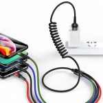 USAMS US-SJ349 U26 1.5m 2A Spring Braided Data Cables Fast Mobile Phone Charging 4 In 1 USB Charger Cable