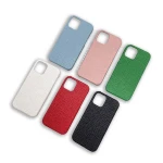 Vegan PU lichee pebble leather mobile cellphone back phone case cover bags full wrapped leather for iPhone 12 pro max