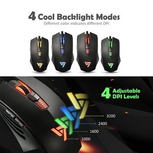 VicTsing Gaming 6 Buttons Wired Mouse with 4 Changeable Breathing Light, 4 Adjustable DPI Levels