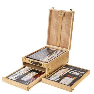 Vintage  94 pcs Wooden Box  Painting Art Set With Easel drawing art set for Students