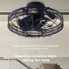 Vintage Industrial Remote Control Living Room Dining Bar Lighting Led Ceiling Fan Light