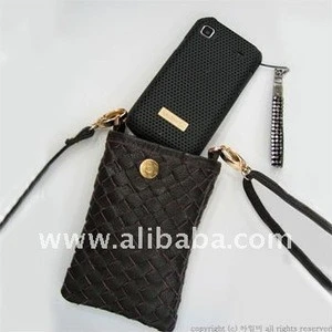 WEAVING LEATHER EMBOSSED PHONE BAG/ Mobilephone Pouch Phone Clutch