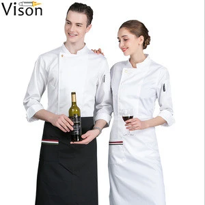White Hotel Restaurant staff uniform Chef shirt Long Sleeve uniforms cook clothing