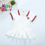 White shirt bow plaid skirt British style baby girls' dress cotton kids skirts set for little girls