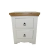 White Solid Wood Hospital Bedside Table With 2 Drawer Wooden Nightstands With Metal Becket