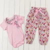 Wholesale Baby Girls Boutique Clothing Sets Printed Tops And Floral Pants Suit High Quality Designer Western Tops Suit