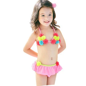 Wholesale baby girls swimsuit bathing suits bikini beachwear flowers kids swimwear