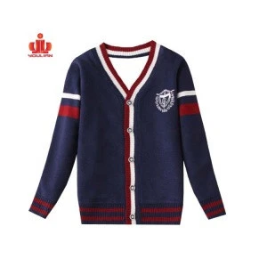 Wholesale China custom new designs warm winter primary cardigan kids boys high school uniform sweater