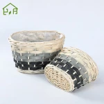 Wholesale china supplier cheap handmade wood chip flowerpot wicker flower pot holder garden plant planters customized