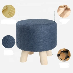Wholesale cotton ottoman fabric small stool solid wood household shoes shelf stool home bedroom modern simple sofa bench
