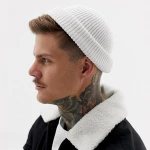 wholesale custom color mini fisherman beanie in white rib