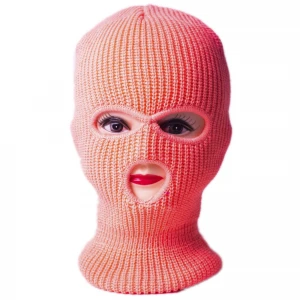 Wholesale Custom Logo ski mask 3 holes custom LOGO knitted hat balaclava face pink ski mask
