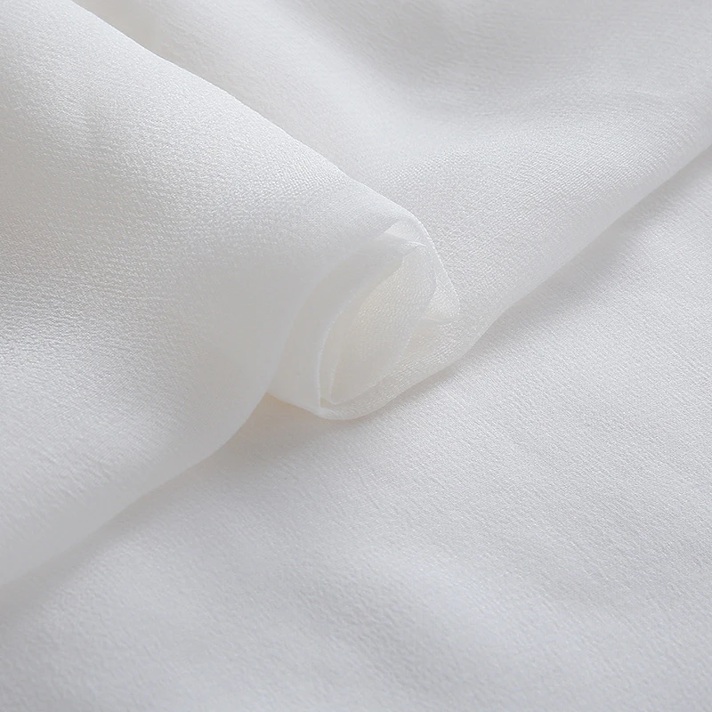 Wholesale Custom White Color Thin Silk Chiffon Georgette Fabric for making scarf