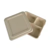 Wholesale Disposable Bamboo pulp four lattice lunch box  the large capacity 1340ml