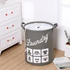 Wholesale eco-friendly custom cotton drawstring foldable canvas cloth storage laundry basket