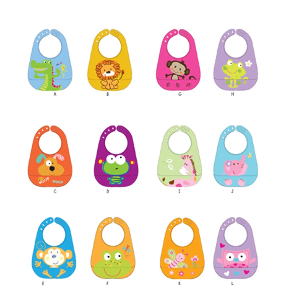 Wholesale High quality Colorful design waterproof silicone baby bibs