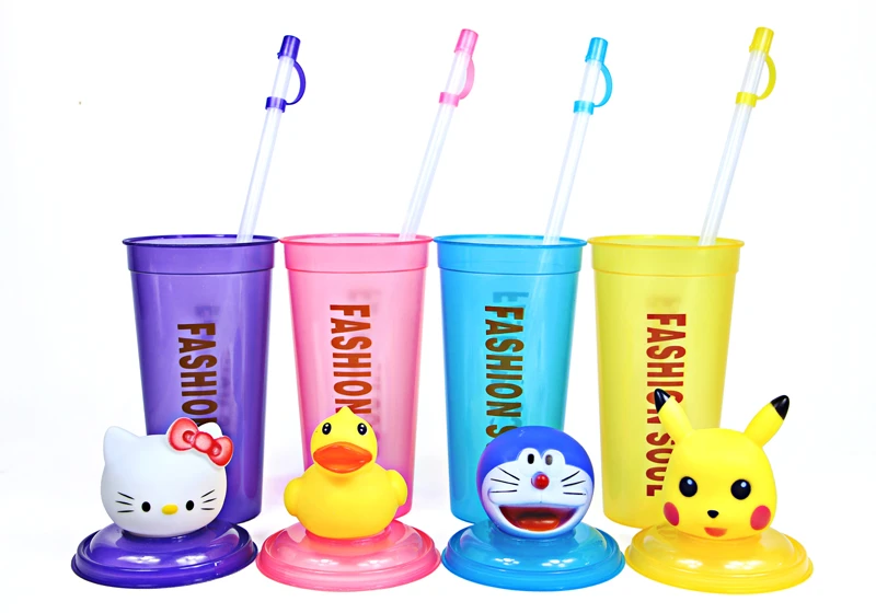 wholesale High quality plastic Cartoon water drink bottle shaped fresh juice cupcustomized disposable milk tea cup
