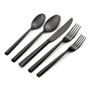 Wholesale High Quality Stainless Steel Black Wedding Cutlery For Restaurant Hotel including Knife Spoon and Fork