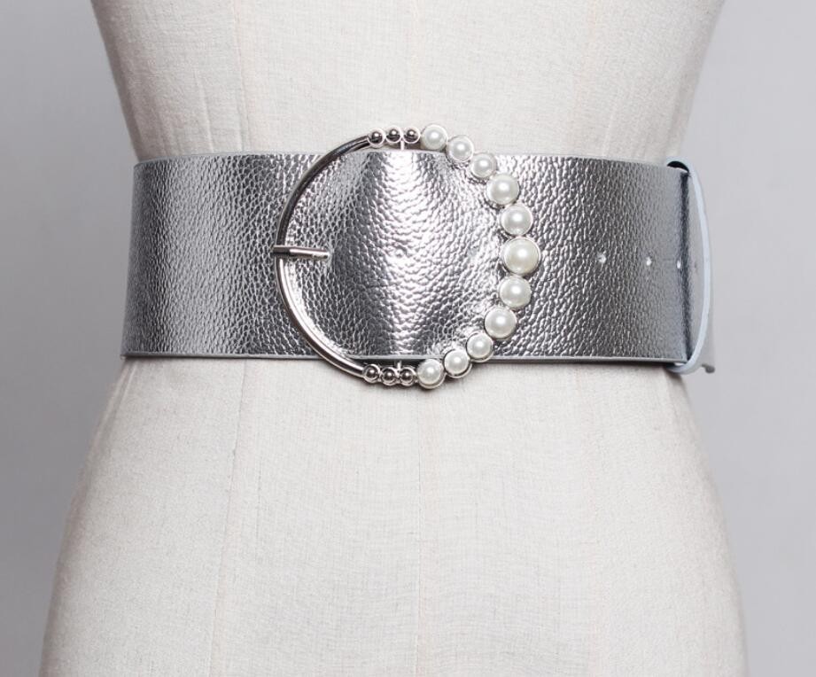 Wholesale ladies belts personality fashion all-match pearl buckle girdle simple pu fashion belt